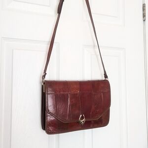 Vintage Classic Preppy Brown Leather Shoulder Bag